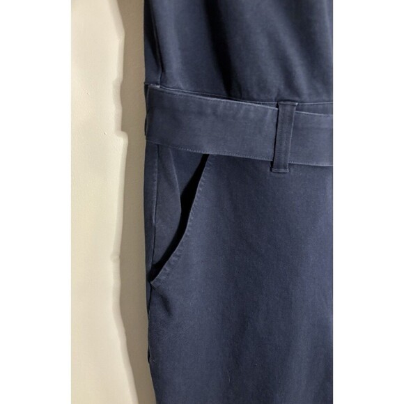 UNIVERSAL STANDARD Navy Belted Stretch Cotton Twill Jumpsuit Women XS/10-12 - Picture 6 of 16